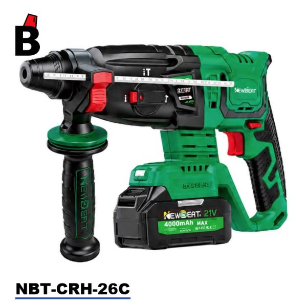 همر درل شحن 26 ملم 3 حركات براشلس SDS مع بطاريتين 4 امبير وشاحن نيوبيت NBT-CRH-26C همر NBT-CRH-26C - باشا تولز
