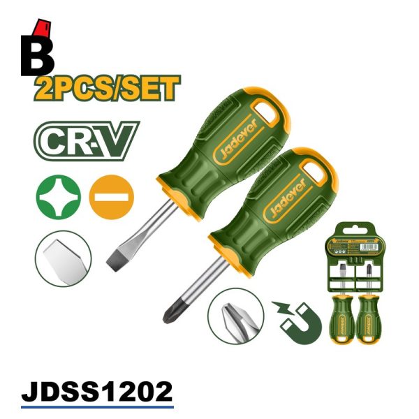 طقم مفك طبة عادي و مصلب JDSS1202 طقم مفك JDSS1202 - باشا تولز
